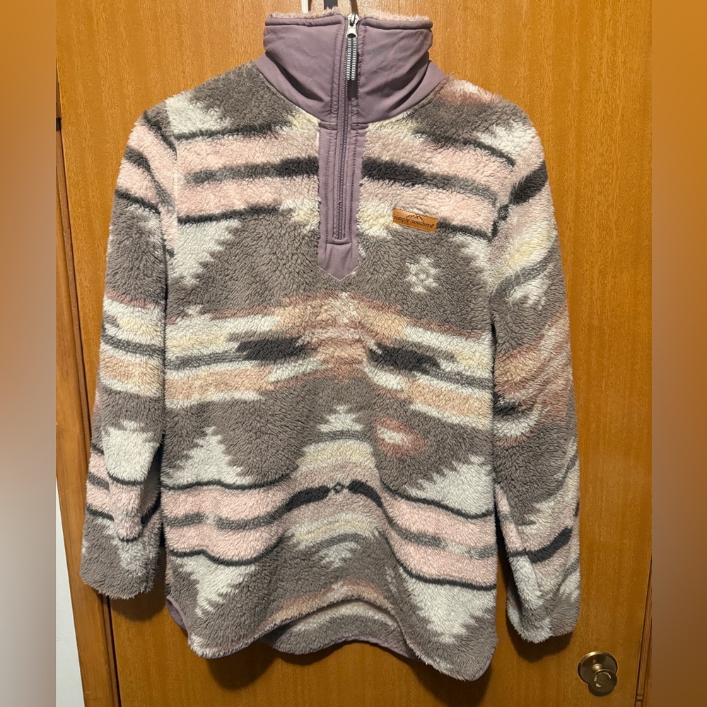 Simply Southern Women's Cowl Neck Sweater - Pink, Gray, Cream
